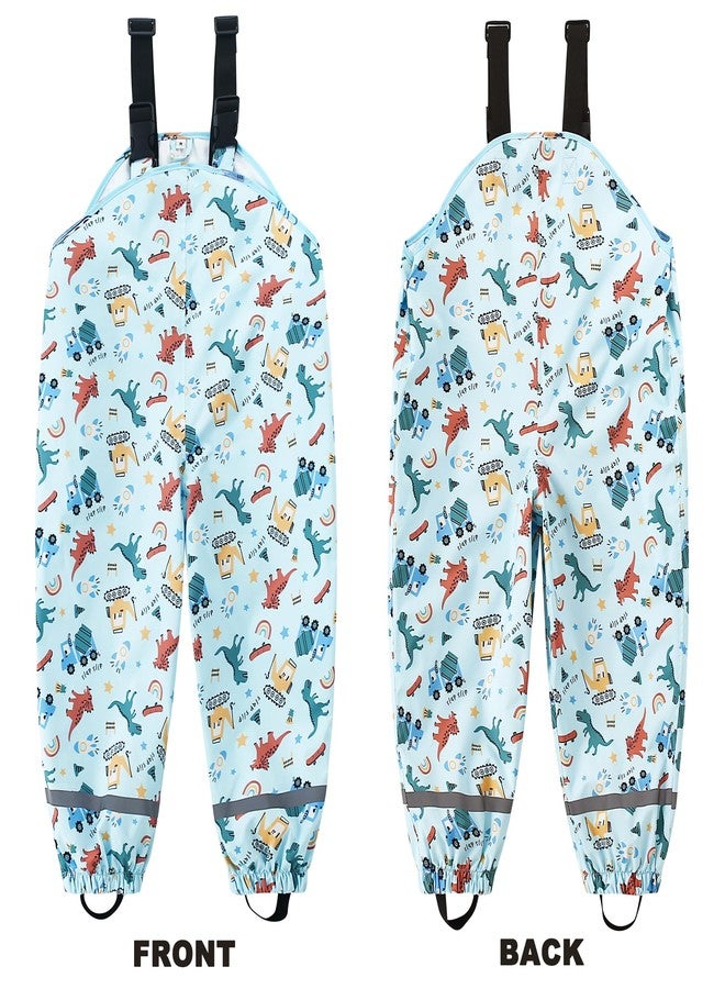 Fewlby Toddlers Waterproof Rain Bib Pants, Boys Rain Pants Kids Cartoon Rain Trousers Lightweight Mud Pants Rainwear - Image 5
