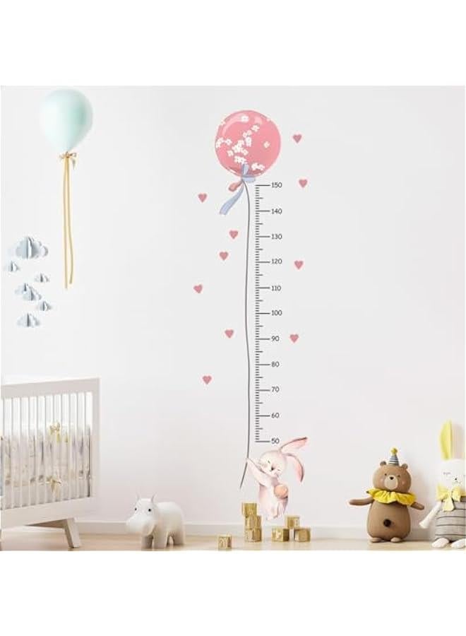 Pink Balloon Rabbit Wall Stickers for Baby Girls Room Kids Room Height Ruller Grow Up Chart Stickers Height Measurement Wall Decals Baby Nursery Kindergarten Background Decoration - Image 4