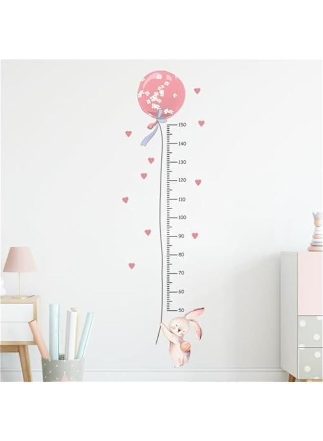 Pink Balloon Rabbit Wall Stickers for Baby Girls Room Kids Room Height Ruller Grow Up Chart Stickers Height Measurement Wall Decals Baby Nursery Kindergarten Background Decoration - Image 5