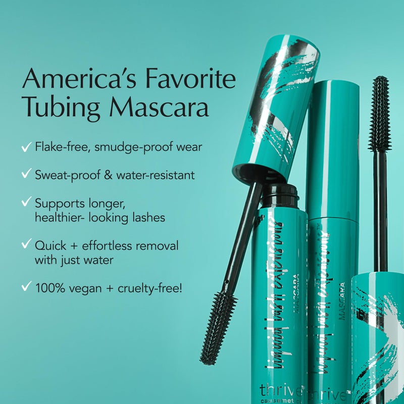Thrive Causemetics Liquid Lash Extensions Mascara, Tubing Thrive Mascara Lengthening, Volumizing & Curling, Smudge Proof, Washable, No Clumping or Flaking, Vegan & Cruelty Free, Crystal (Brown Black) - Image 2