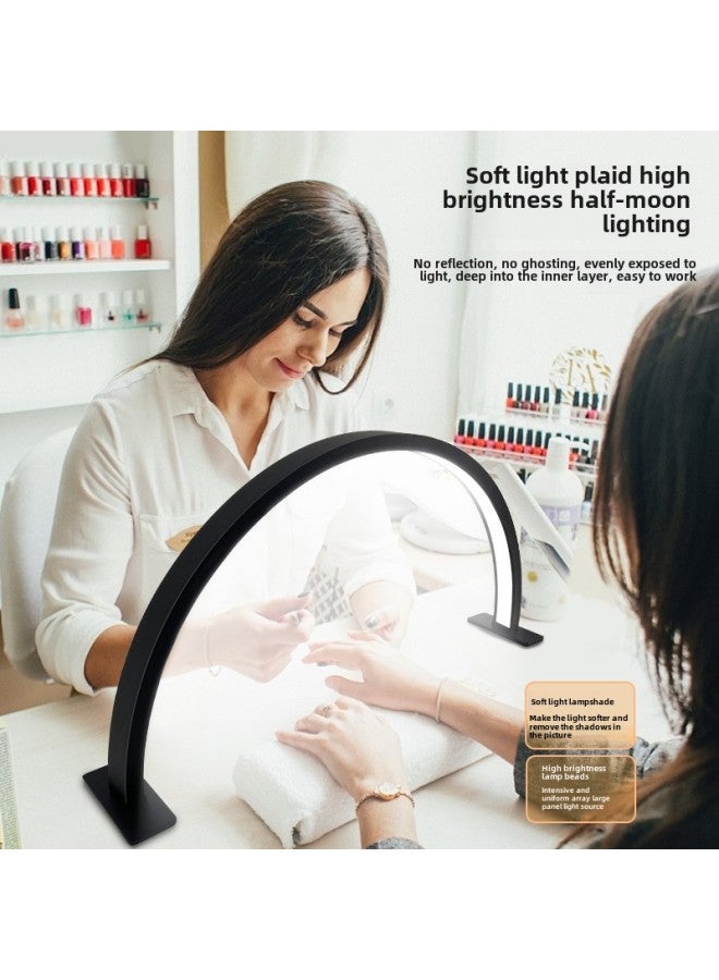 Half-moon Nail Light Eye Protection Tricolor Warm LED Beauty Salon Lighting Tattoo Eyebrow Tattoo Eyelashes Desktop Nail Light-Light Source Power:European Regulations-Light Color:400 Black Desktop Lamp - Image 4