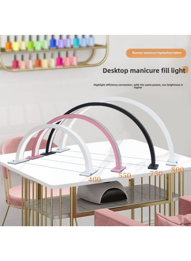 Half-moon Nail Light Eye Protection Tricolor Warm LED Beauty Salon Lighting Tattoo Eyebrow Tattoo Eyelashes Desktop Nail Light-Light Source Power:European Regulations-Light Color:400 Black Desktop Lamp - Image 2