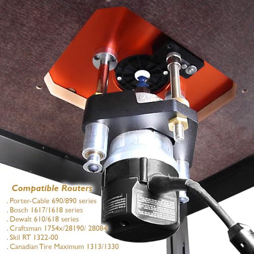 O'SKOOL Router Lift Systems for 3-1/2" Diameter Motors, 9-1/4'' x 11-3/4'' Plate 5-Piece Insert Ring Kit - Image 5