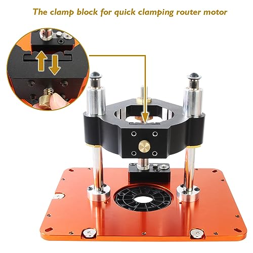O'SKOOL Router Lift Systems for 3-1/2" Diameter Motors, 9-1/4'' x 11-3/4'' Plate 5-Piece Insert Ring Kit - Image 3