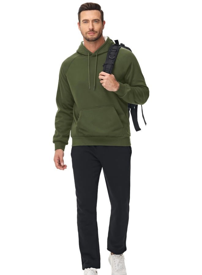 MAGCOMSEN Fleece Hoodie Men Pullover Sherpa Sweatshirts Heavyweight Hoodies For Men Work Warm Hooded Sweatshirts Winter Hoodie Armygreen - Image 2