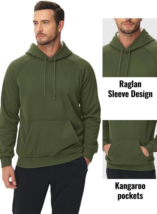 MAGCOMSEN Fleece Hoodie Men Pullover Sherpa Sweatshirts Heavyweight Hoodies For Men Work Warm Hooded Sweatshirts Winter Hoodie Armygreen - Image 4