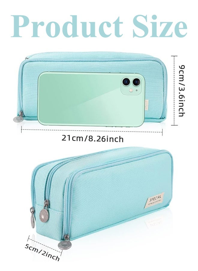 حقيبة أقلام رصاص كبيرة السعة بثلاث حجرات مناسبة للمراهقين في المدارس والفتيات والأولاد وحقيبة القرطاسية النسائية، حقيبة تخزين مريحة، حقيبة تخزين للسفر في الهواء الطلق - أزرق - Image 5