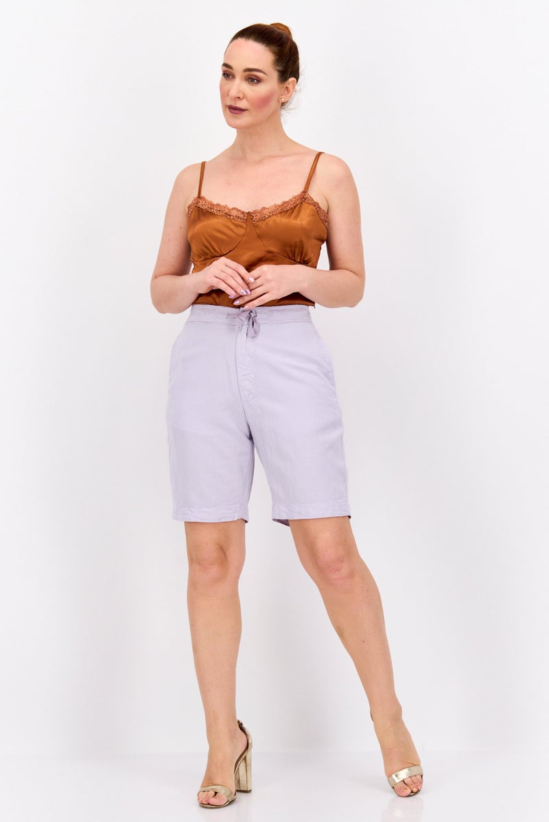 Officine Générale Paris 6? Women Plain Drawstring Shorts, Lilac - Image 4