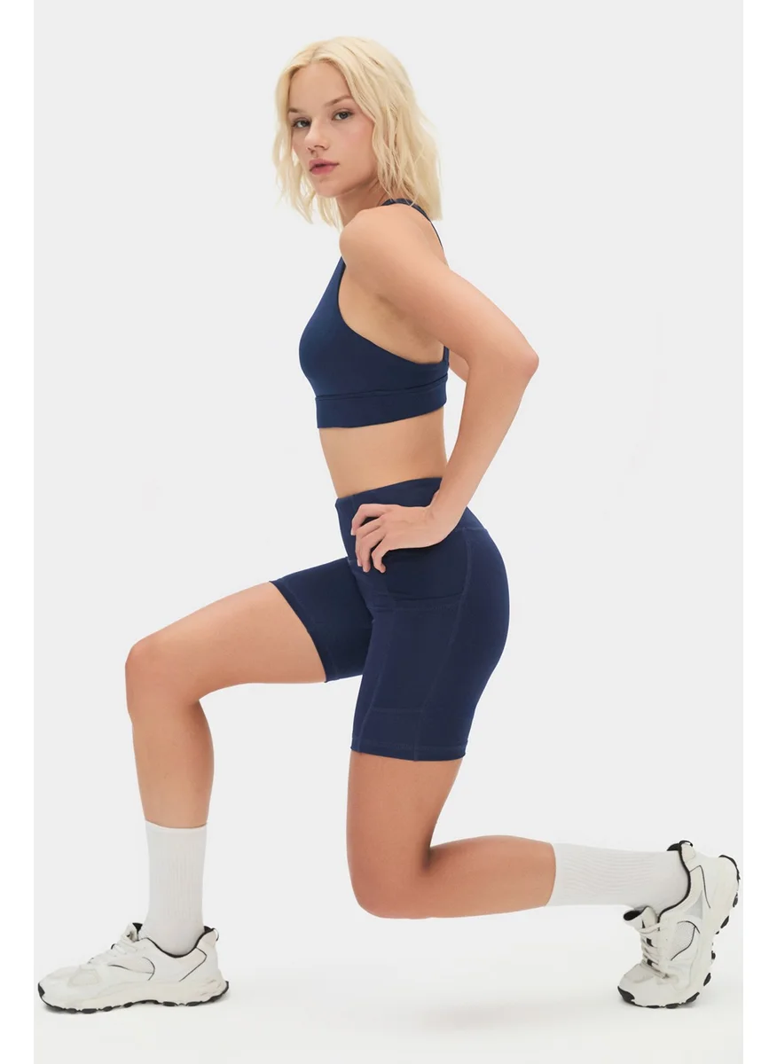 جويستار Women's White High Waist Slimming Double Pocket Short Sports Leggings