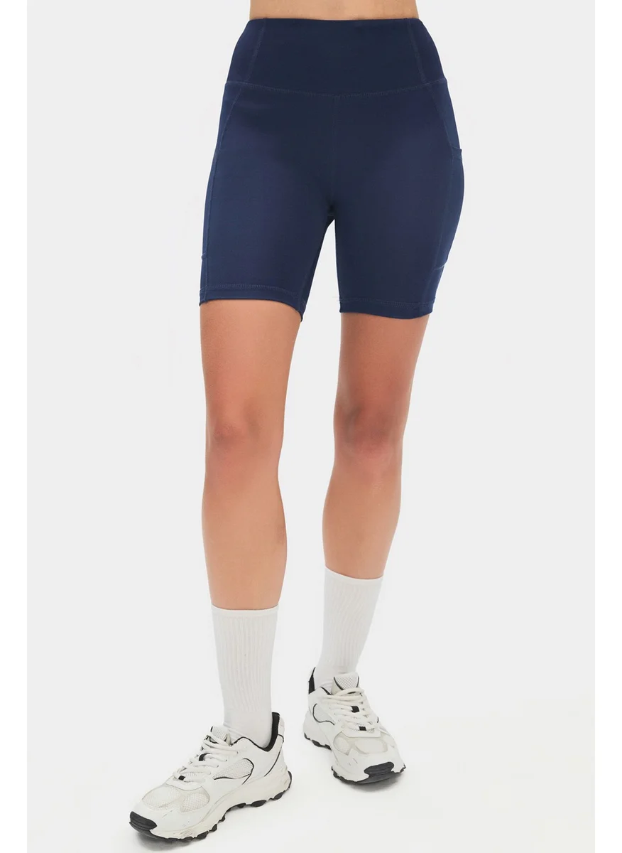 جويستار Women's White High Waist Slimming Double Pocket Short Sports Leggings