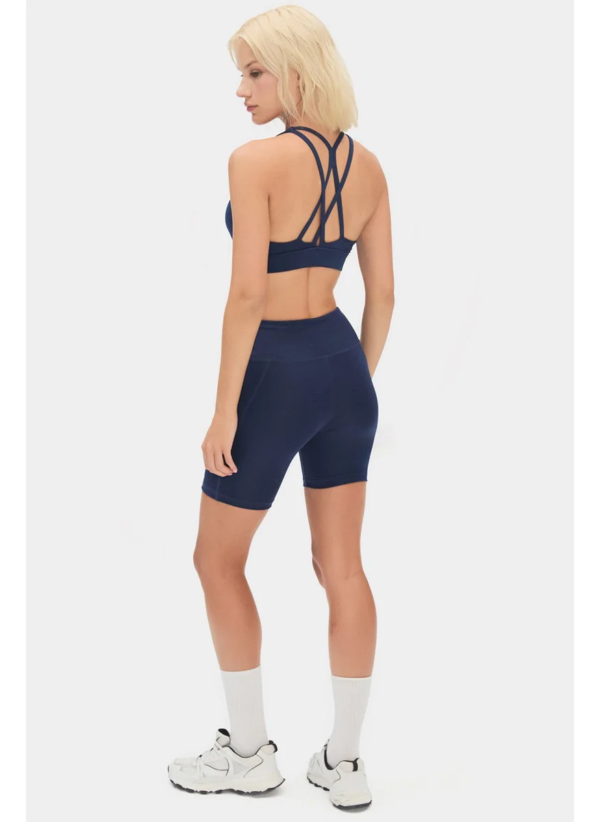 جويستار Women's White High Waist Slimming Double Pocket Short Sports Leggings