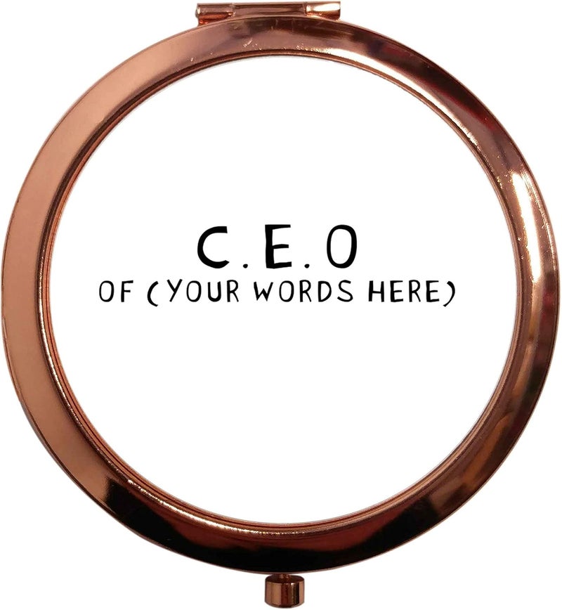 Rose Gold Circle Compact Mirror Personalised CEO of