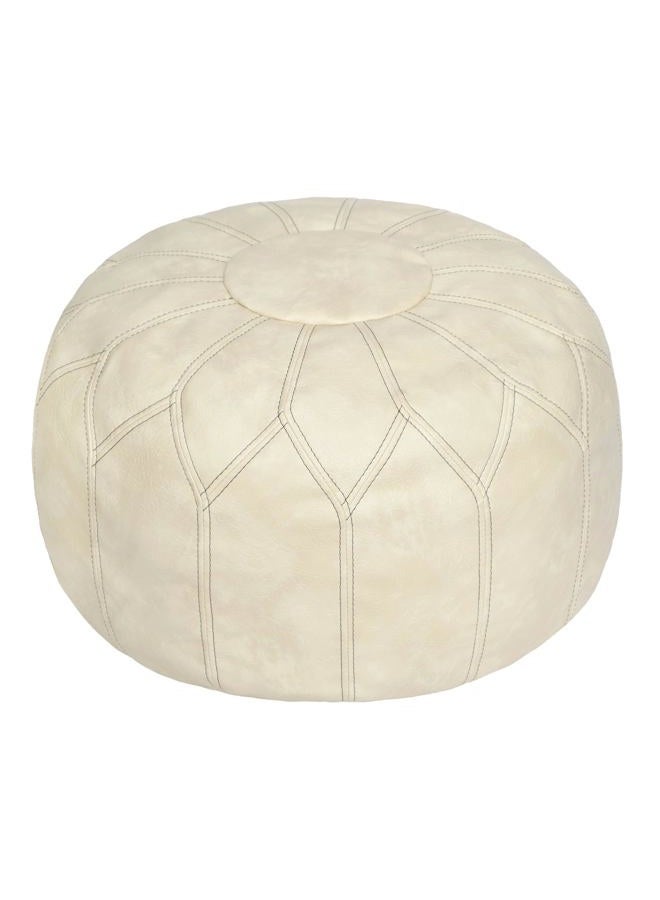 Thgonwid Unstuffed Moroccan Faux Leather Pouf Ottoman with Storage - Handmade Boho Chic Multi-Use Footrest for Living Room, Bedroom, Patio - Round Ethnic Floor Cushion & Decorative Accent, Ivory - Image 1