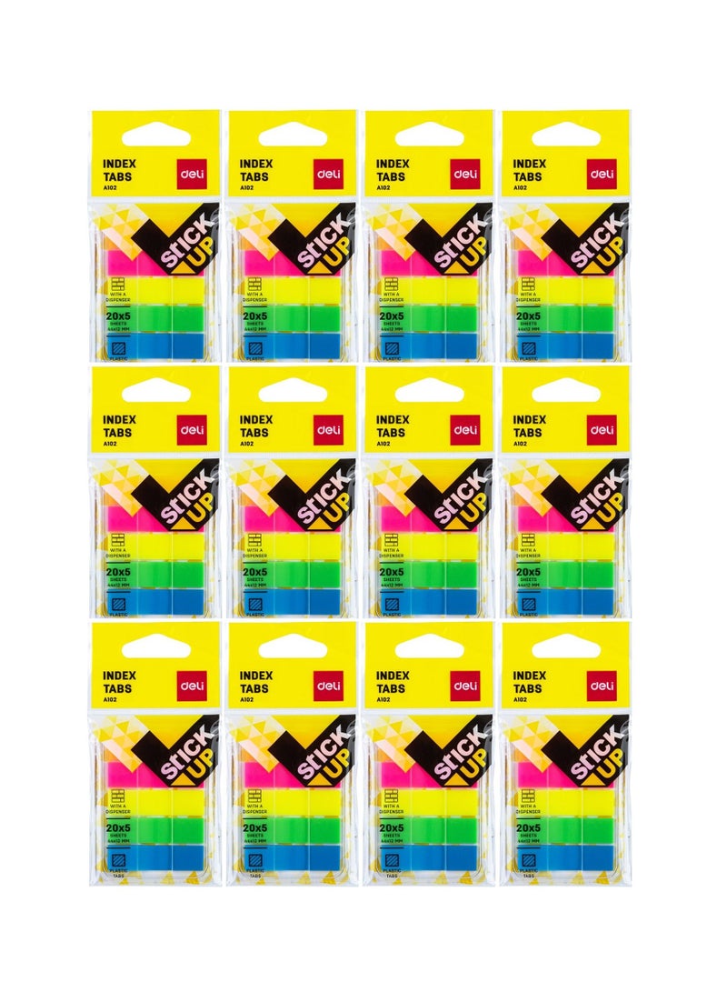 Deli 12-Pack Index Tab 44x12mm Size Multicolour - Image 1