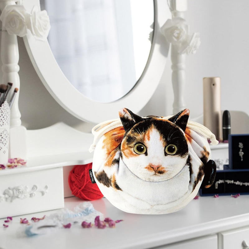 Cat Shaped Makeup Bag Cosmetic Pouch Organizer Drawstring Toiletry Travel Bag - Image 4