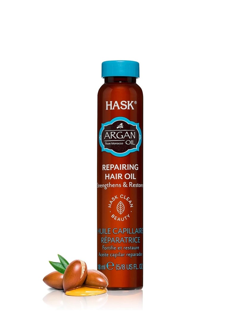 HASK Argan Oil Repairing Hair Oil Vial 18 ml  Restores Dry and Damged Hair  Paraben and Alcohol Free - Image 1