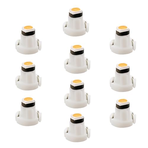 WLJH 10x Yellow T3 Neo Wedge 3030 SMD Chipest 8mm Base Led Car Instrument Cluster Dashboard Gauge Bulb HVAC AC Heater Climate Controls Lamps Switch Indication Interior Light Replacement - Image 1