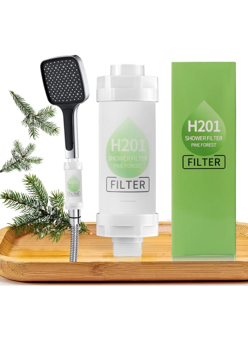H201 Shower Head Filter Vitamin C Shower Infuser Hard Water Softener Chlorine and Fluoride Shower Filter Water Purifying Filtered Shower Head with Beads Helps Dry Skin and Hair Loss Rose  - Image 1