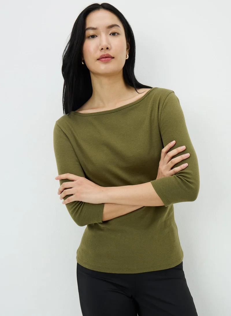 Matalan Khaki Fitted Tee