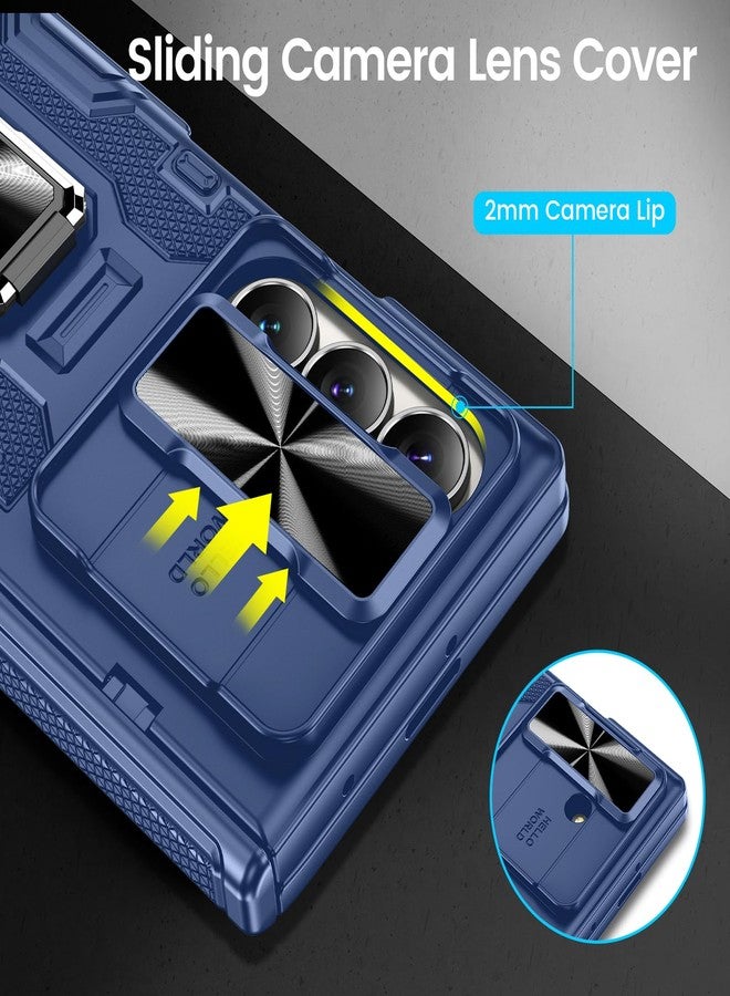 VEGO for Galaxy Z Fold 7 Case with Kickstand, Hinge Protection & Belt Clip Holster & Front Screen Protector & Slide Camera Cover Magnetic Kickstand Case for Samsung Galaxy Z Fold 7 5G - Blue - Image 5