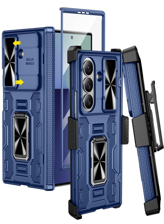 VEGO for Galaxy Z Fold 7 Case with Kickstand, Hinge Protection & Belt Clip Holster & Front Screen Protector & Slide Camera Cover Magnetic Kickstand Case for Samsung Galaxy Z Fold 7 5G - Blue - Image 1