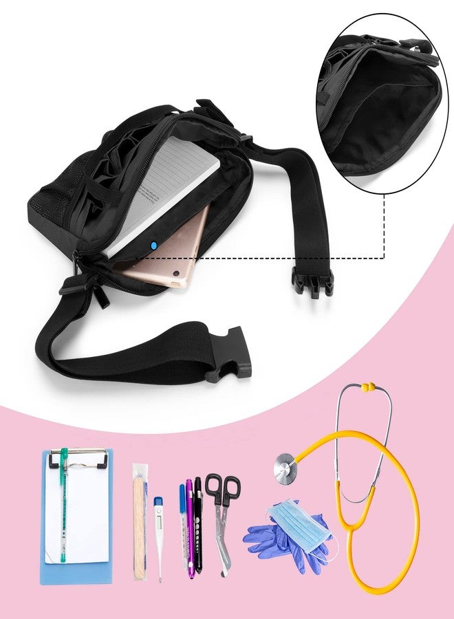 داميرو حقيبة فاني للممرضات من داميرو مع جيوب للمعدات الطبية، حقيبة خصر للممرضات وحزام أدوات للممرضات مع حامل شريط لسماعات الطبيب ومقص الضمادات واللوازم الطبية الأخرى، باللون الأسود - Image 3