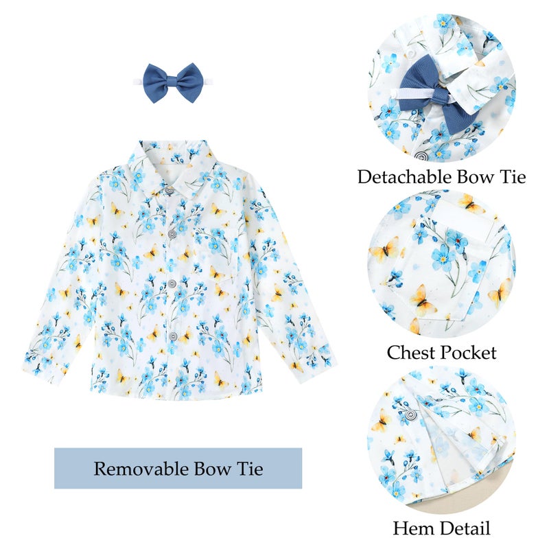 WESIDOM Toddler Dresses Suit Baby Boy Clothes Set Bowtie Shirts+Pants+Vest+Boutonniere Kids Gentleman Wedding Outfit(Blue+18-24Months) - Image 4