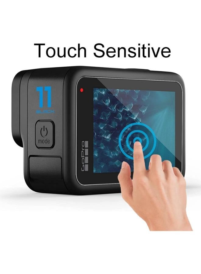 حزمة من 3 واقيات شاشة لـ GoPro Hero 9/10/11، واقي شاشة من الزجاج المقوى + واقي عدسة + شاشة صغيرة عالية الدقة، واقي شاشة شفاف عالي الدقة - Image 4