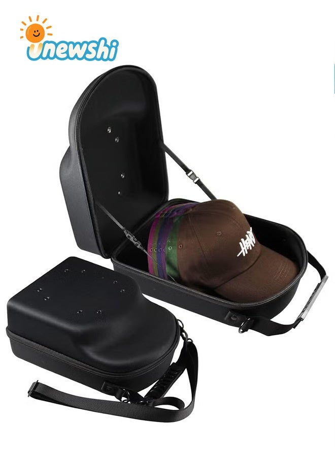 أخبار حامل قبعات لتخزين القبعات، حامل منظم للقبعات يتسع لـ 6 قبعات، حقيبة حمل القبعات، حقيبة قبعات للسفر باللون الأسود - Image 1