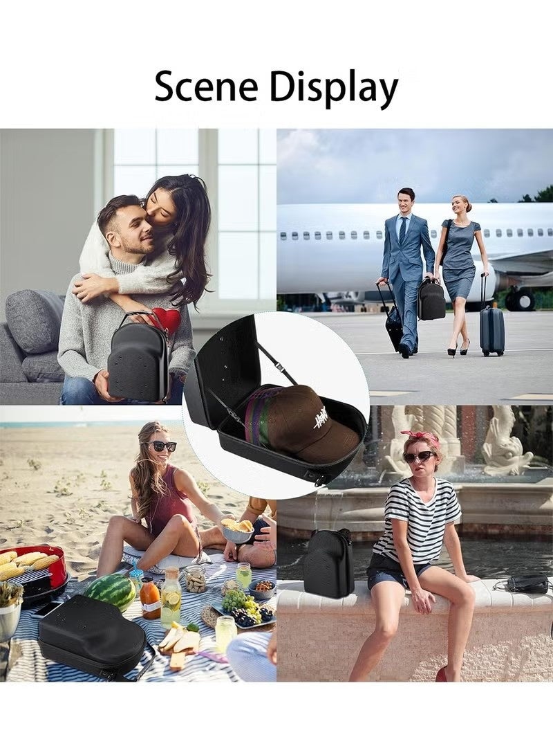أخبار حامل قبعات لتخزين القبعات، حامل منظم للقبعات يتسع لـ 6 قبعات، حقيبة حمل القبعات، حقيبة قبعات للسفر باللون الأسود - Image 5