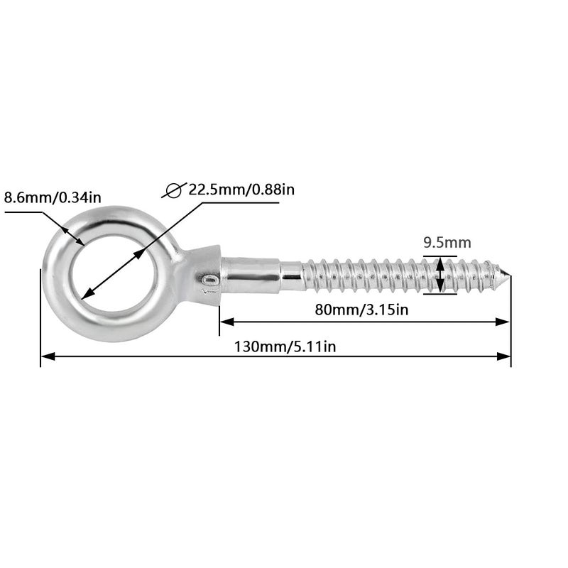 Abimars Eye Bolts by Load Capacity 1000lbs, 4PCS M10 316 Stainless Steel Eye Hooks Screw in Heavy Duty for Hanging Hammocks, Swing Chairs, Heavy-Duty Suspension - Image 2