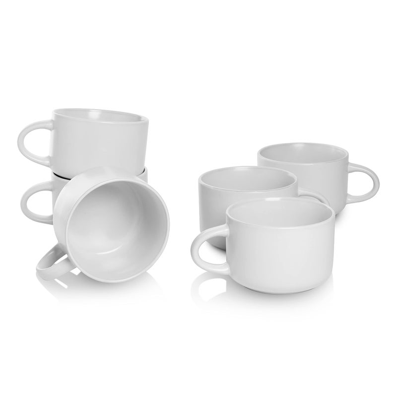 10 Strawberry Street Wazee Matte 47522 oz Oversized Mug Set of 6 White