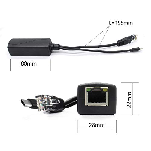 ANVISION 2-Pack 5V Gigabit PoE Splitter, USB Type C, 48V to 5V 2.4A Adaper, IEEE 802.3af Compliant - Image 3