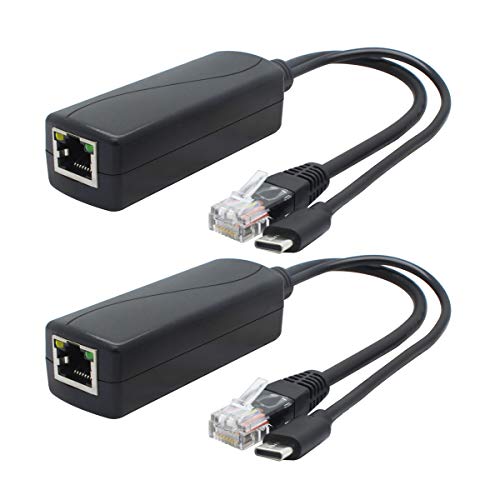 ANVISION 2-Pack 5V Gigabit PoE Splitter, USB Type C, 48V to 5V 2.4A Adaper, IEEE 802.3af Compliant - Image 1