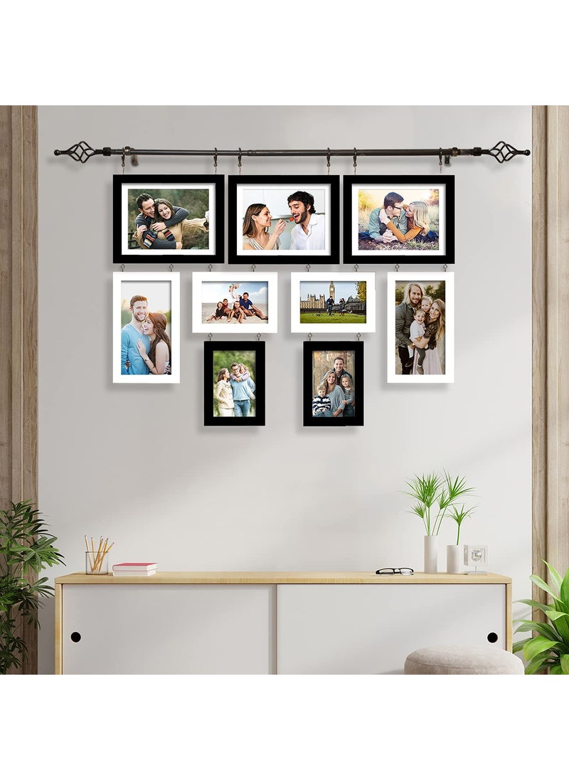 Art Street Art Street Set of 9 Chandelier Photo Frame For Wall Decoartion With Hanging Rod Anniversary Gift Royal Photo Frame Black & White, Size-5x7, 6x10, 8x10 Inches  - Image 1