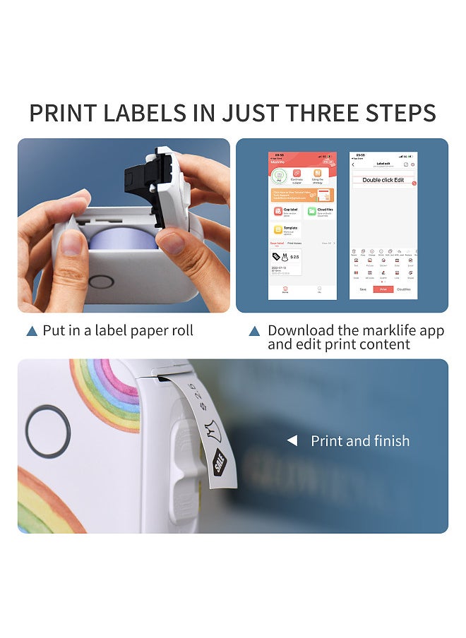 Mini Label Maker Machine Pocket Labeler Sticker Thermal Printer for Organizing Adhesive Tag DIY Date Journal Study Sticker Labeling Machine Wireless BT Connect