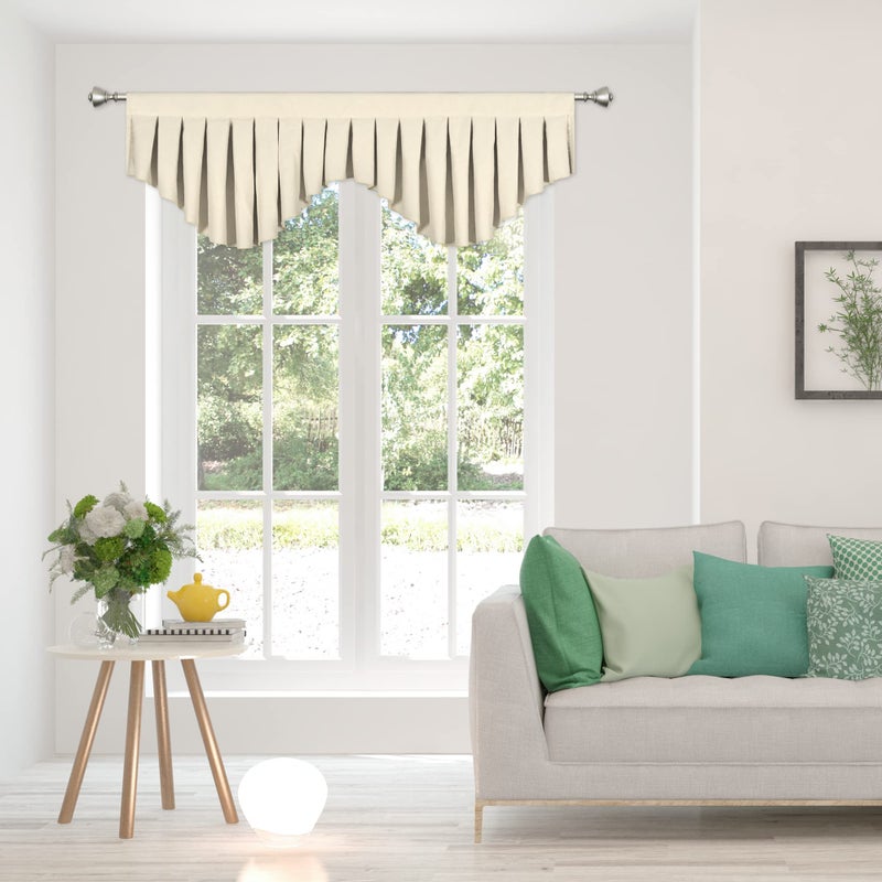 OYRING Blackout Curtain Valances Beige valances for Windows Rod Pocket Window Valance for Living Room Kitchen and Bedroom (59 x 20 Inch, 1 Panel) - Image 1