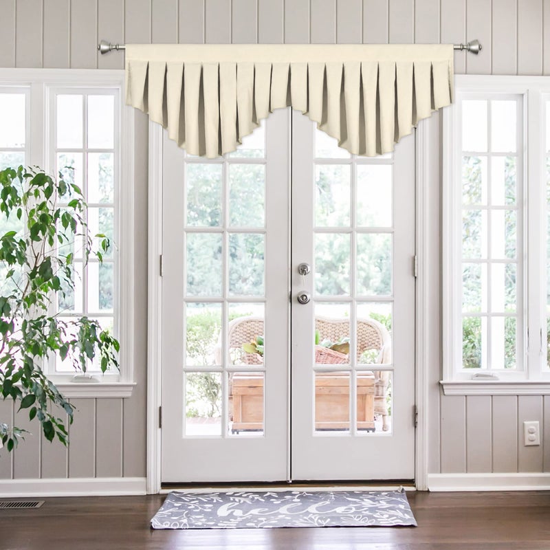 OYRING Blackout Curtain Valances Beige valances for Windows Rod Pocket Window Valance for Living Room Kitchen and Bedroom (59 x 20 Inch, 1 Panel) - Image 2