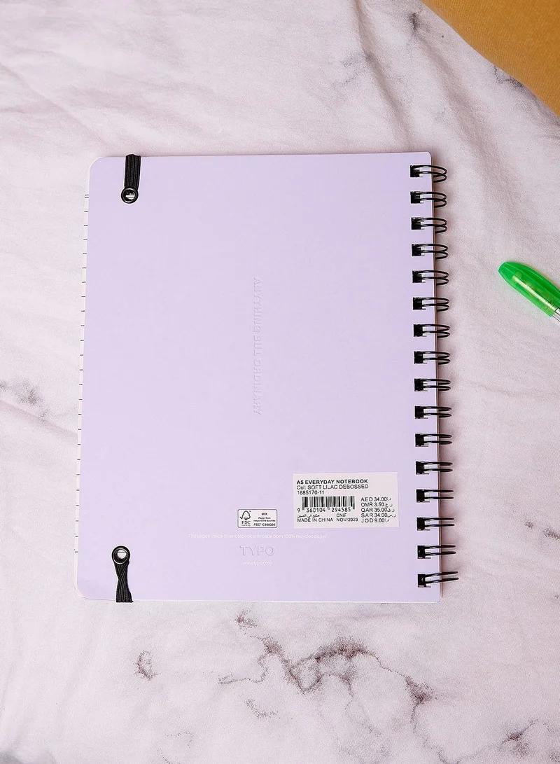 Typo Purple Spiral Notebook Elastic Closure