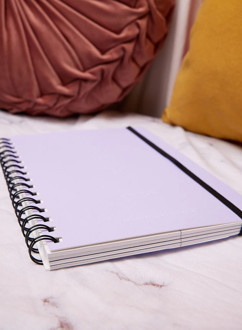Typo Purple Spiral Notebook Elastic Closure