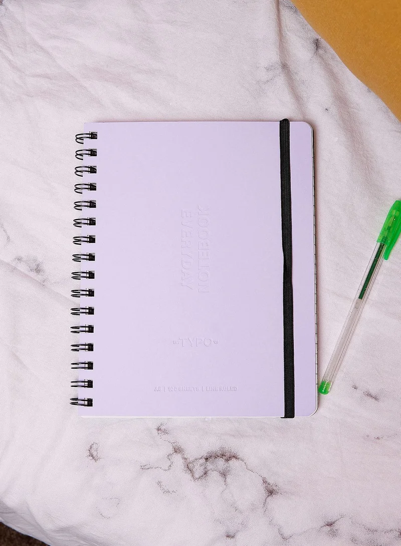 Typo Purple Spiral Notebook Elastic Closure