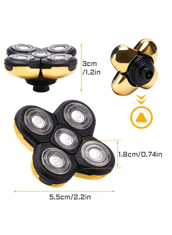 RICH 5 Head Shaver Blade Heads,Shaver Replacement Head Blade,4D Cutter Head Double Ring Blade,Easy Install,Universal Razor Blade Heads for All 5 Head Razors free size Gold 15888215165883 - Image 2