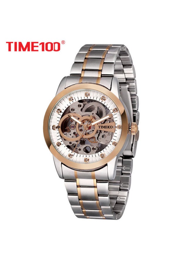 Time100 Men's Fully Automatic Mechanical Watch With Open Case Back, Casual Steel Strap, Swiss Quality, Water-resistant Men's Watch, Gift For Boyfriend - Image 1