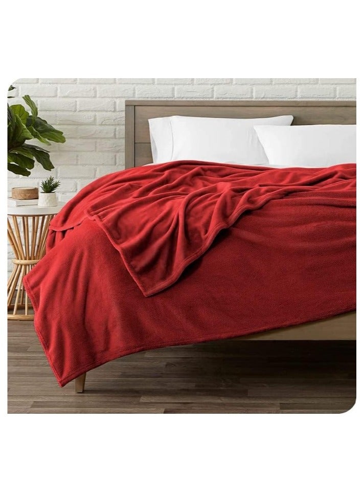 BSB HOME BSB HOME® 300 GSM Premium Plush Single Blanket for Bed, Sofa, Couch, Travel and Camping  AC Blanket | 150 x 220 CM  | Red | SOLID MINK  - Image 4