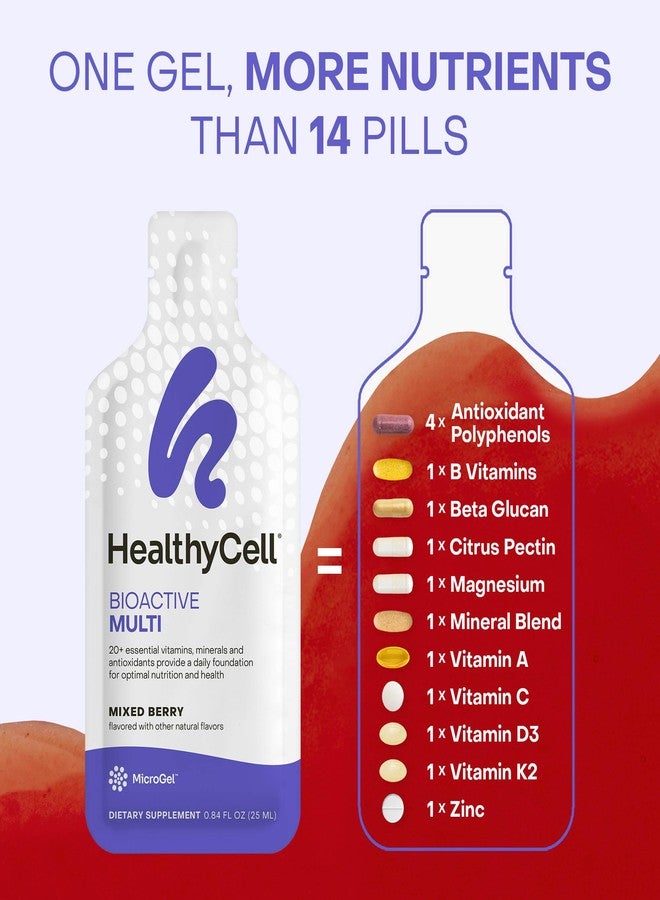 Healthycell Bioactive Daily Liquid Multivitamin for Men & Women – 20+ Essential Vitamins, Minerals & Antioxidants for Brain, Heart, Immune Support, Skin & Hair Support - 14 Gel Packs - Image 4