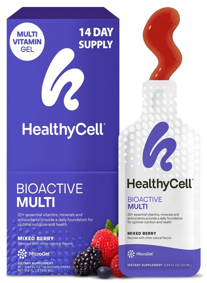 Healthycell Bioactive Daily Liquid Multivitamin for Men & Women – 20+ Essential Vitamins, Minerals & Antioxidants for Brain, Heart, Immune Support, Skin & Hair Support - 14 Gel Packs - Image 1