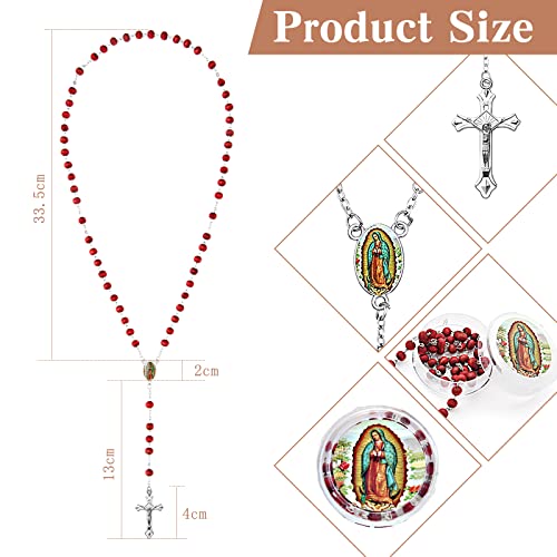 Brilucky 24 PCS Red Rosary Beads Bulk For Baptism FavorsRegligious Bulk Rosaries For First Communion Party FavorsRosary Beads Necklace Gifts For Recuerdos De Bautizo Primera Comunion - Image 3