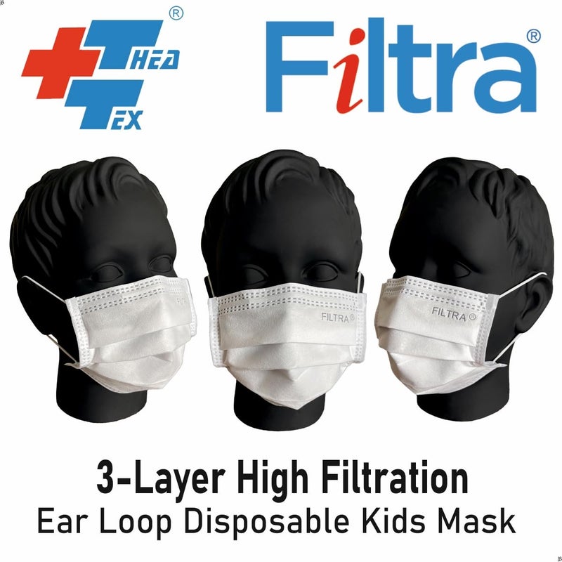 Filtra ® 3-Ply Ear Loop Kids Mask | Ages 3-18 | Kids Mask | Children's Mask | Ladies Mask | High Filtration | New extra tough courier packing | Travel Zip Lock Pouch of 20 Masks - Image 5