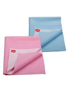 Luvlap Instadry Anti-Piling Fleece Extra Absorbent Quick Dry Sheet For Baby, Baby Bed Protector, Waterproof Baby Sheet, Small Size 50X70Cm, Pack Of 2, Sky Blue & Baby Pink  - Image 1
