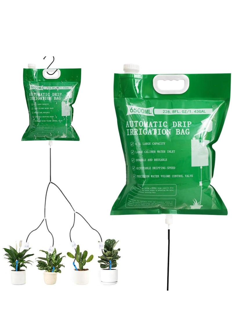 Generic Plant Drip Irrigation Bag 6500ml with 4 Water Outlets, Adjustable Flow 0-250ml Per Hour, 26 Days Plant Life Support Drip Irrigation Device with Hook, Automatic Watering System 1Pcs  - Image 1